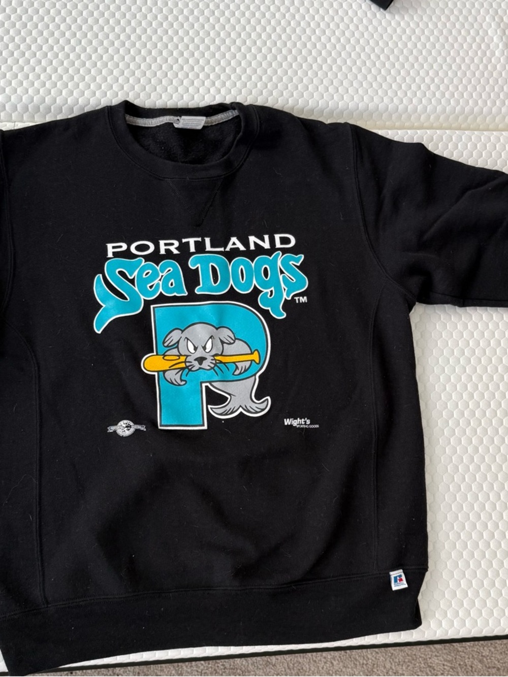 Russell Athletic Black Portland Sea Dogs Teal Graphic Sweatshirt
